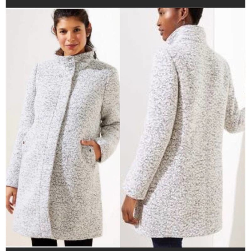 LOFT Marled Funnel Neck Wool Coat Peacoat size 14